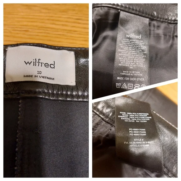 Wilfred Aritzia 'The Melina Pant' Black Vegan Leather High Rise Trousers sz 10